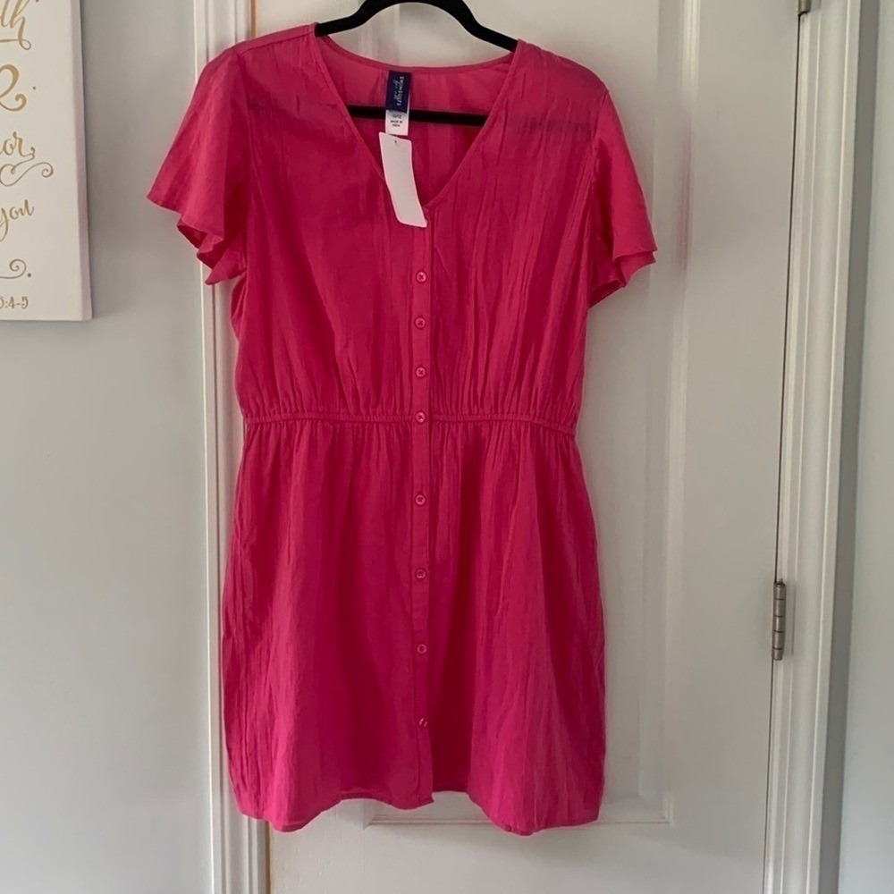Swimsuits for all pink buttons up cover up dress NWT beach summer vocation